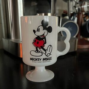 Vintage Disney Milk Glass Mickey Mouse Pedestal Mug